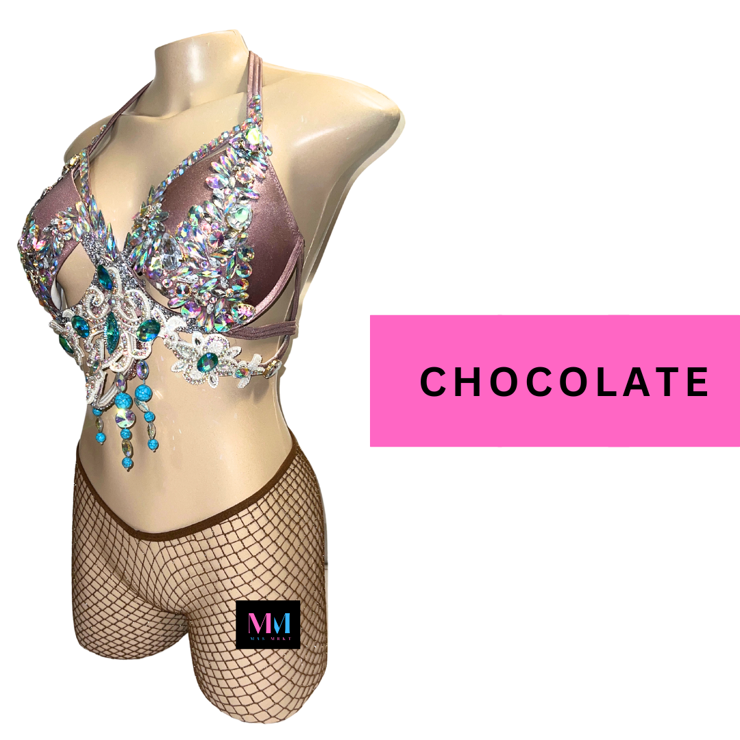 Chocolate Glitter V Cut Fishnet